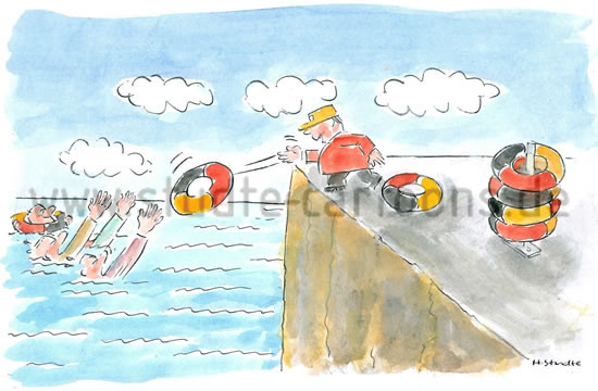 wer rettet wen? Immer neue Rettungsringe und Rettungspakete, EU in der Krise, Gewinner und Verlierer in der EU, Krisengewinnler, Rettungspaket