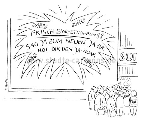 Ein neues Jahr ist da, der Januar! Frohes neues Jahr! Guten Rutsch! Neujahrsgrüße, Alles Gute zum Neuen Jahr