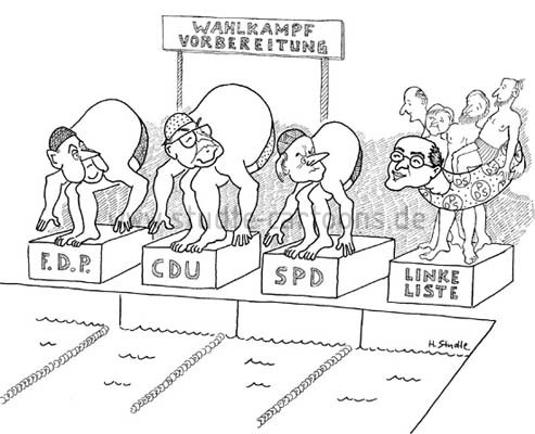 Am 2. Dezember 1990 fand zum ersten Mal seit November 1932 in ganz Deutschland wieder eine freie Parlamentswahl statt, Bundeskanzler Helmut Kohl trat gegen seinen Herausforderer Oskar Lafontaine an,
Wahlkampfauftritt, Wahlversprechen, Wahlkampfhilfe, Parteienfinanzierung